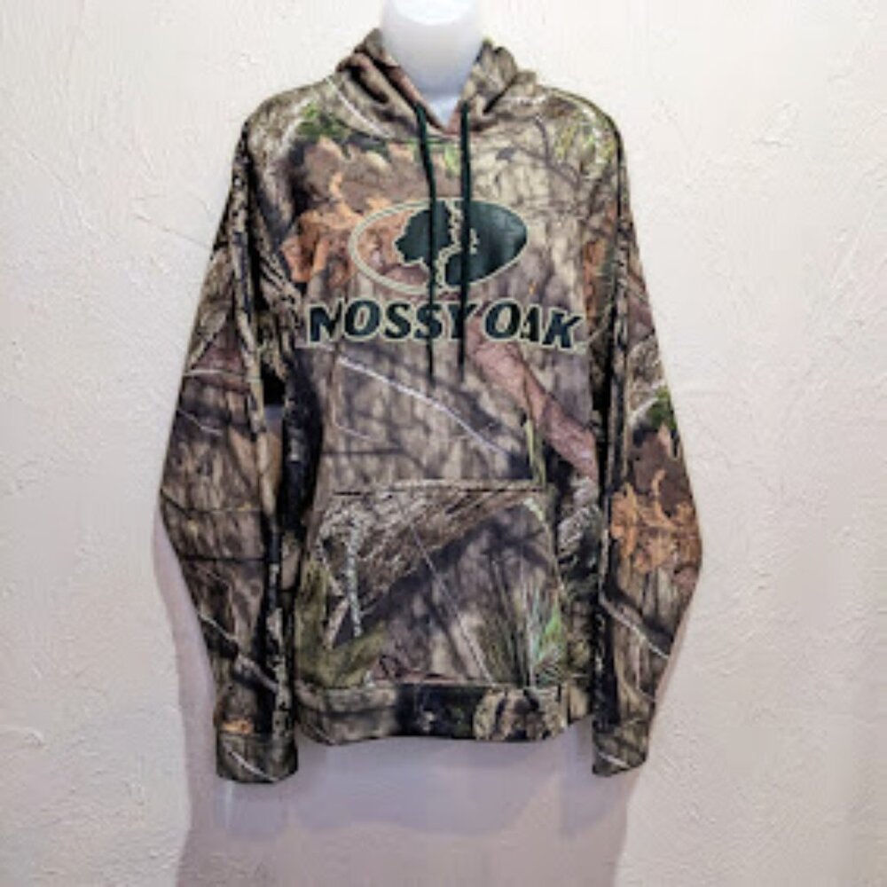 Mossy Oak Mens Hoodie Size L Oversize Camo Hunting Sweatshirt Midwest Princess